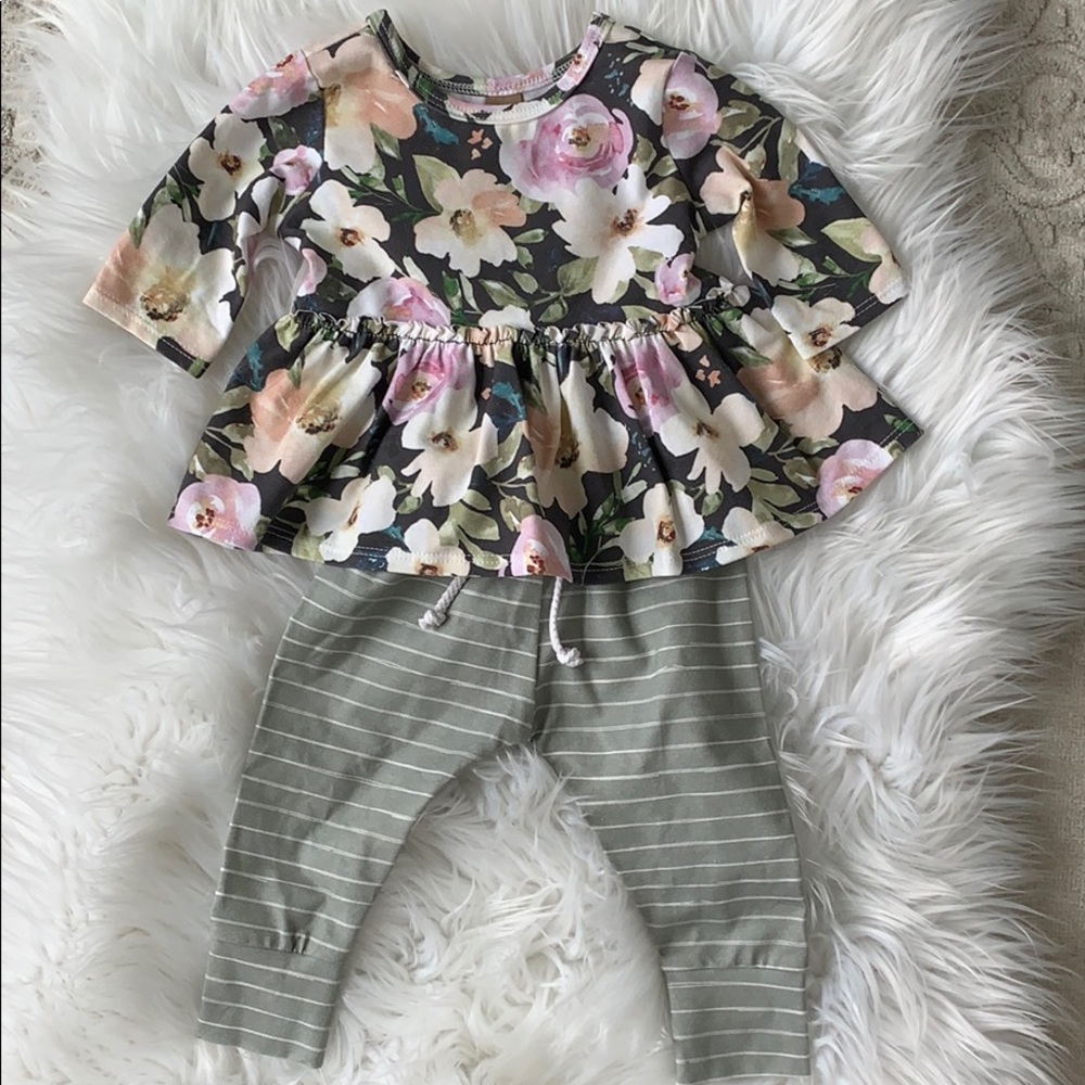 Baby Girl Floral Peplum Top + Leggings